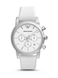 Buy Shop Emporio Armani Classic Chronograph White Dial White Rubber Strap Watch For Men - AR1054 USA Online