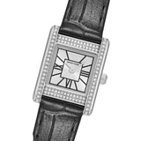 Buy Shop Emporio Armani Classic Crystals Silver Dial Black Leather Strap Watch for Women - AR11660 USA Online