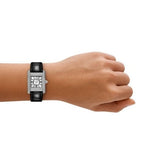 Buy Shop Emporio Armani Classic Crystals Silver Dial Black Leather Strap Watch for Women - AR11660 USA Online