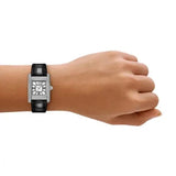 Buy Shop Emporio Armani Classic Crystals Silver Dial Black Leather Strap Watch for Women - AR11660 USA Online