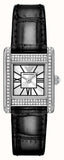 Buy Shop Emporio Armani Classic Crystals Silver Dial Black Leather Strap Watch for Women - AR11660 USA Online
