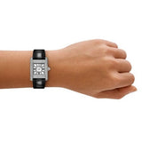 Buy Shop Emporio Armani Classic Crystals Silver Dial Black Leather Strap Watch for Women - AR11660 USA Online