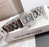 Buy Shop Emporio Armani Classic Diamonds Silver Dial Silver Steel Strap Watch For Women - AR3170 USA Online