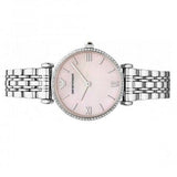 Buy Shop Emporio Armani Classic Gianni T Bar Crystals Pink Dial Silver Steel Strap Watch For Women - AR1781 USA Online