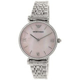 Buy Shop Emporio Armani Classic Gianni T Bar Crystals Pink Dial Silver Steel Strap Watch For Women - AR1781 USA Online