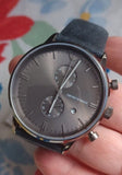 Buy Shop Emporio Armani Classic Grey Dial Grey Leather Strap Watch For Men - AR0388 USA Online