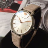 Buy Shop Emporio Armani Classic Kappa White Dial Brown Leather Strap Watch For Women - AR11009 USA Online
