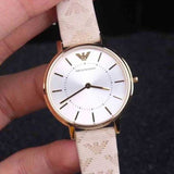 Buy Shop Emporio Armani Classic Kappa White Dial Brown Leather Strap Watch For Women - AR11009 USA Online