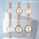Buy Shop Emporio Armani Classic Kappa White Dial Brown Leather Strap Watch For Women - AR11009 USA Online