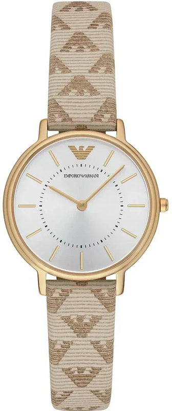 Buy Shop Emporio Armani Classic Kappa White Dial Brown Leather Strap Watch For Women - AR11009 USA Online