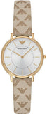 Buy Shop Emporio Armani Classic Kappa White Dial Brown Leather Strap Watch For Women - AR11009 USA Online