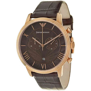 Buy Shop Emporio Armani Classic Large Chronograph Brown Dial Brown Leather Strap Watch for Men - AR1616 USA Online