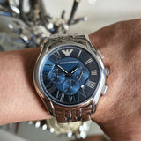 Buy Shop Emporio Armani Classic Navy Blue Dial Stainless Steel Watch For Men - AR1787 USA Online