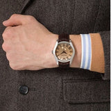 Buy Shop Emporio Armani Classic Quartz Beige Dial Brown Leather Strap Watch For Men - AR0646 USA Online