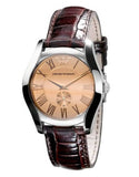 Buy Shop Emporio Armani Classic Quartz Beige Dial Brown Leather Strap Watch For Men - AR0646 USA Online