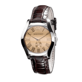 Buy Shop Emporio Armani Classic Quartz Beige Dial Brown Leather Strap Watch For Men - AR0646 USA Online