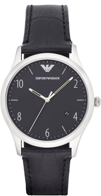 Buy Shop Emporio Armani Classic Quartz Black Dial Black Leather Strap Watch For Men - AR1865 USA Online