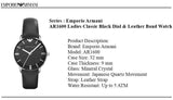 Buy Shop Emporio Armani Classic Quartz Black Dial Black Leather Strap Watch For Women - AR1600 USA Online