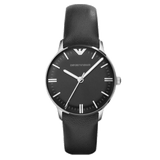 Buy Shop Emporio Armani Classic Quartz Black Dial Black Leather Strap Watch For Women - AR1600 USA Online