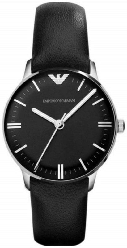 Buy Shop Emporio Armani Classic Quartz Black Dial Black Leather Strap Watch For Women - AR1600 USA Online