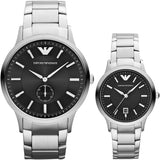 Buy Shop Emporio Armani Classic Quartz Black Dial Silver Steel Strap Watch For Men - AR9107 USA Online
