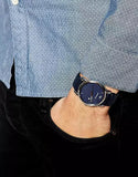 Buy Shop Emporio Armani Classic Quartz Blue Dial Black Leather Strap Watch For Men - AR1731 USA Online