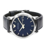 Buy Shop Emporio Armani Classic Quartz Blue Dial Black Leather Strap Watch For Men - AR1731 USA Online