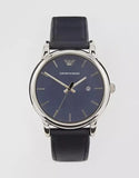 Buy Shop Emporio Armani Classic Quartz Blue Dial Black Leather Strap Watch For Men - AR1731 USA Online