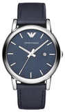 Buy Shop Emporio Armani Classic Quartz Blue Dial Black Leather Strap Watch For Men - AR1731 USA Online