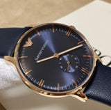 Buy Shop Emporio Armani Classic Quartz Blue Dial Blue Leather Strap Watch For Men - AR2071 USA Online