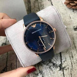 Buy Shop Emporio Armani Classic Quartz Blue Dial Blue Leather Strap Watch For Men - AR2071 USA Online