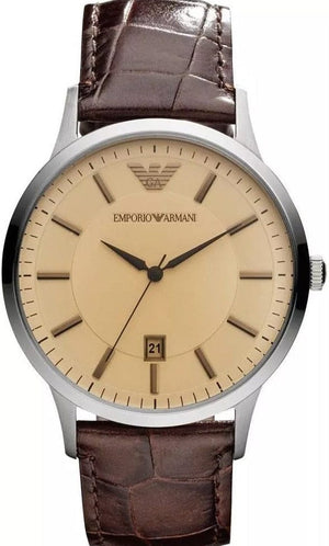 Buy Shop Emporio Armani Classic Quartz Brown Dial Brown Leather Strap Watch For Men - AR2427 USA Online