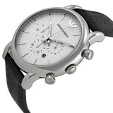 Buy Shop Emporio Armani Classic Quartz Chronograph White Dial Black Leather Strap Watch For Men - AR1807 USA Online