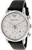 Buy Shop Emporio Armani Classic Quartz Chronograph White Dial Black Leather Strap Watch For Men - AR1807 USA Online