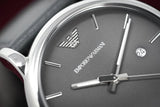 Buy Shop Emporio Armani Classic Quartz Grey Dial Grey Leather Strap Watch For Men - AR1730 USA Online