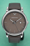 Buy Shop Emporio Armani Classic Quartz Grey Dial Grey Leather Strap Watch For Men - AR1730 USA Online