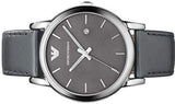 Buy Shop Emporio Armani Classic Quartz Grey Dial Grey Leather Strap Watch For Men - AR1730 USA Online