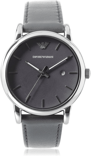 Buy Shop Emporio Armani Classic Quartz Grey Dial Grey Leather Strap Watch For Men - AR1730 USA Online