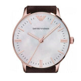 Buy Shop Emporio Armani Classic Quartz Mother of Pearl Dial Brown Leather Strap Watch For Women - AR1601 USA Online