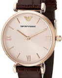 Buy Shop Emporio Armani Classic Quartz Pink Dial Brown Leather Strap Watch For Women - AR1911 USA Online