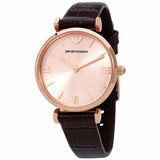 Buy Shop Emporio Armani Classic Quartz Pink Dial Brown Leather Strap Watch For Women - AR1911 USA Online