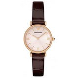Buy Shop Emporio Armani Classic Quartz Pink Dial Brown Leather Strap Watch For Women - AR1911 USA Online