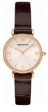 Buy Shop Emporio Armani Classic Quartz Pink Dial Brown Leather Strap Watch For Women - AR1911 USA Online