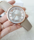 Buy Shop Emporio Armani Classic Quartz Silver Dial Beige Leather Strap Watch For Men - AR2464 USA Online