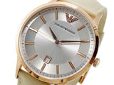 Buy Shop Emporio Armani Classic Quartz Silver Dial Beige Leather Strap Watch For Men - AR2464 USA Online
