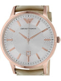 Buy Shop Emporio Armani Classic Quartz Silver Dial Beige Leather Strap Watch For Men - AR2464 USA Online