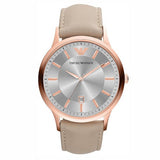 Buy Shop Emporio Armani Classic Quartz Silver Dial Beige Leather Strap Watch For Men - AR2464 USA Online