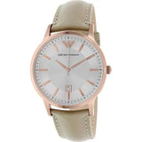 Buy Shop Emporio Armani Classic Quartz Silver Dial Beige Leather Strap Watch For Men - AR2464 USA Online
