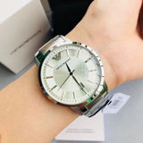Buy Shop Emporio Armani Classic Quartz White Dial Silver Steel Strap Watch For Men - AR2430 USA Online