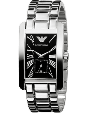 Buy Shop Emporio Armani Classic Black Dial Silver Stainless Steel Strap Watch For Men - AR0156 USA Online